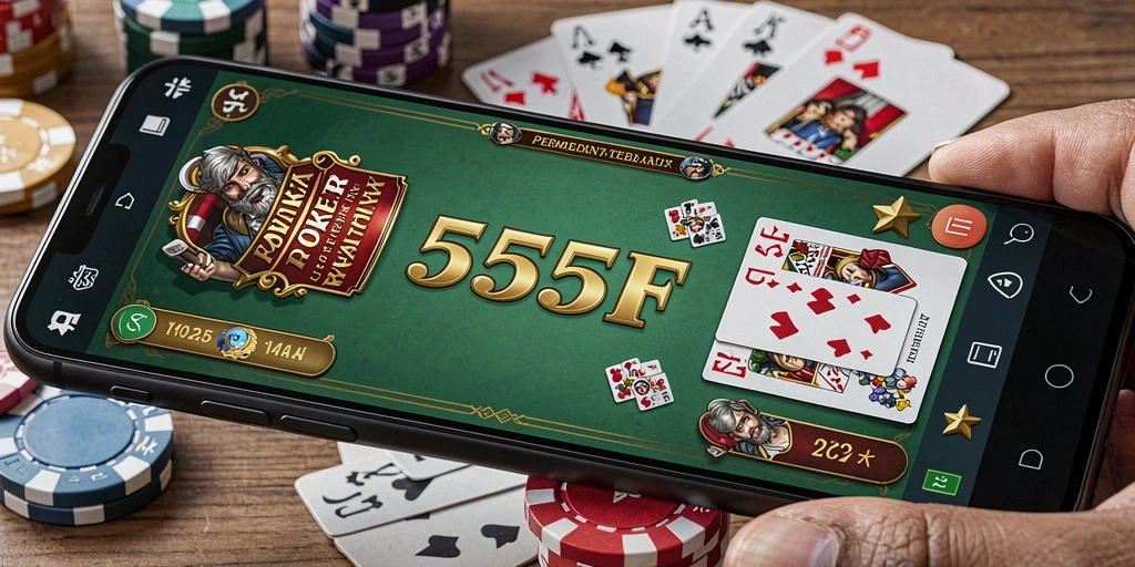 Tampilan gameplay poker yang seru dan interaktif di 555F.