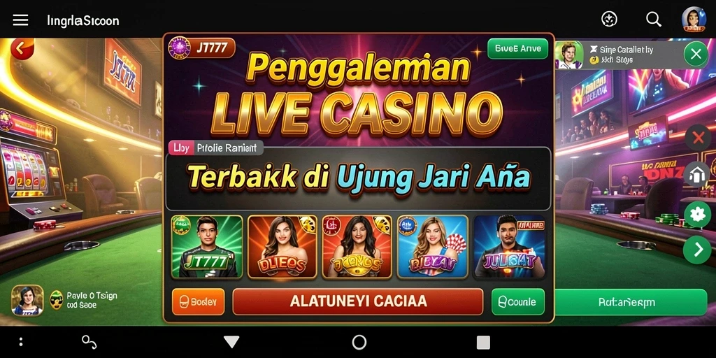 Tampilan gameplay Live Casino JT777 yang menegangkan dan interaktif.