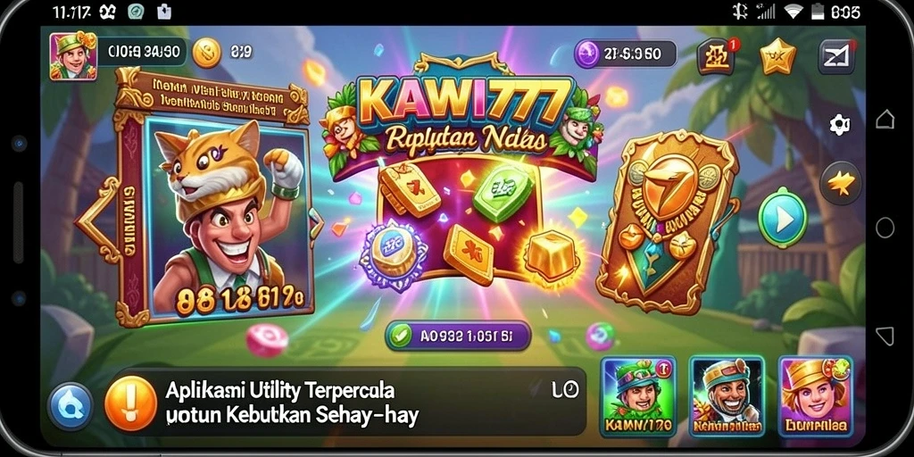 Tampilan intuitif aplikasi KAWI777 dengan berbagai fitur Utility.