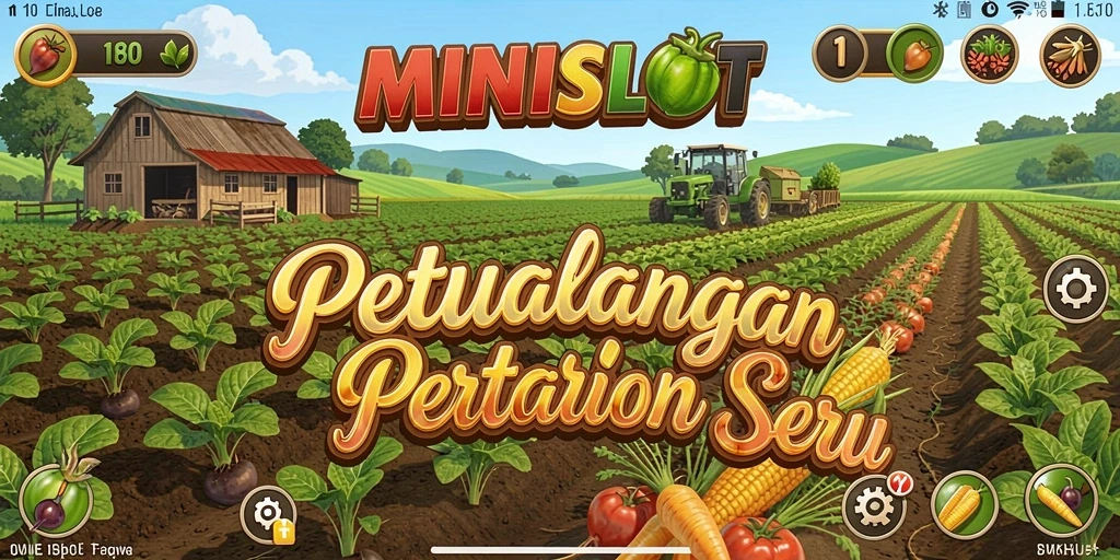Screenshot gameplay <strong>MINISLOT</strong> menampilkan ladang yang subur dan aktifitas bercocok tanam.